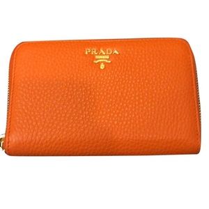 Prada Orange Zip Wallet